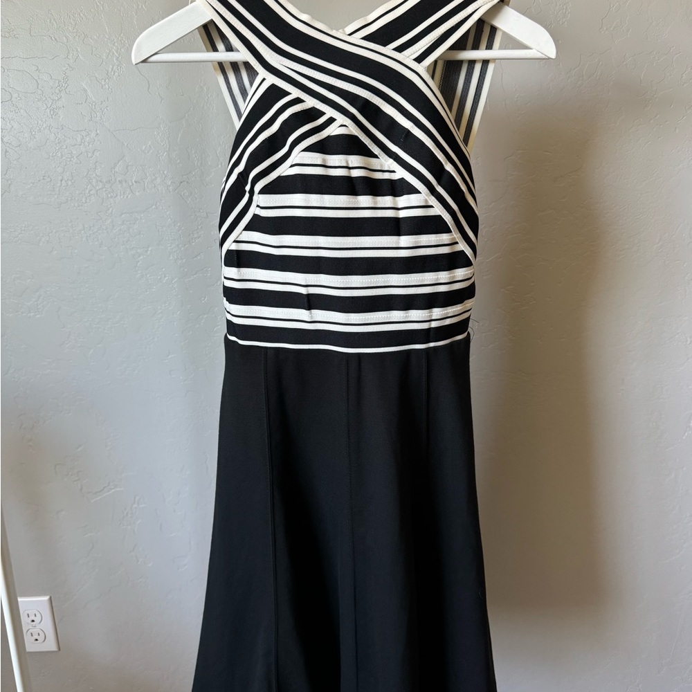 Maeve Black and White A-Line Halter Dress